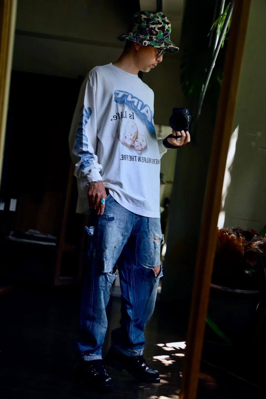 SAINT Mxxxxxx HEART COOKIES L/S TEE/WHT Love Oreo printed long sleeves Off-white S-XL Customized co-branded main mark/wash mark Correct version Ready-made garments washed and distressed VINTAGE feeling Top-notch printing technology Perfect restoration